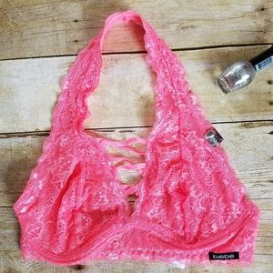 NWOT Bebe Intimates Pink Lace Bralette Size M.